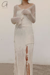 SWAYING/KNIT Japanese paper furry maxi skirt SW22SSB22 white
